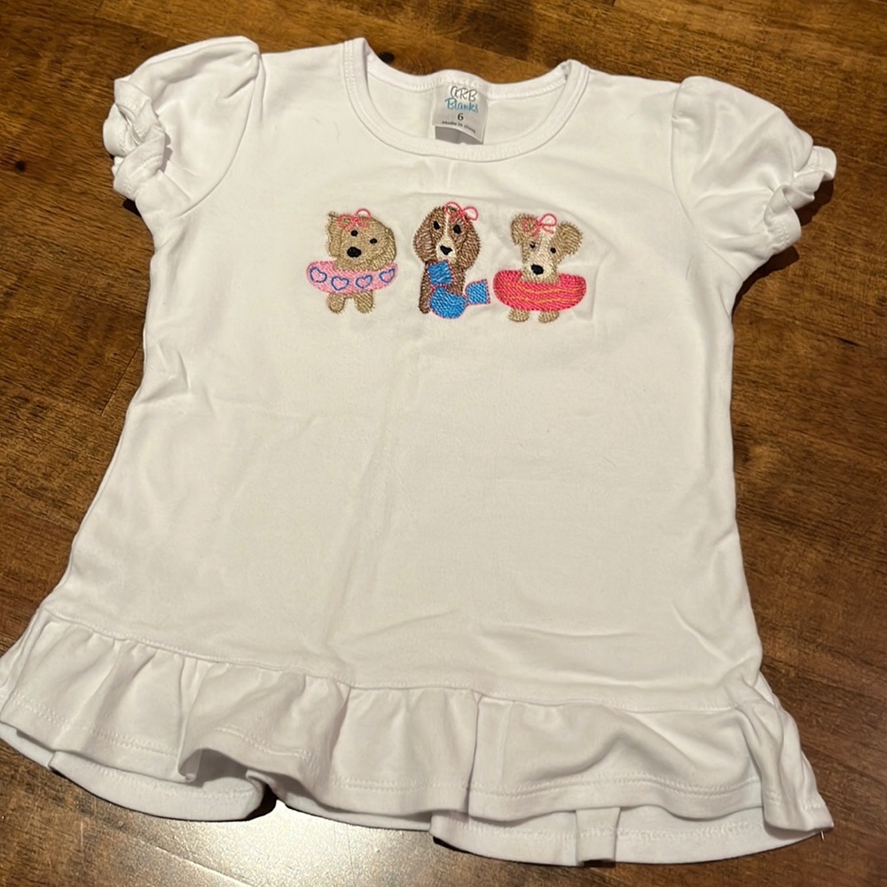 Girls size 6 puppy pool shirt